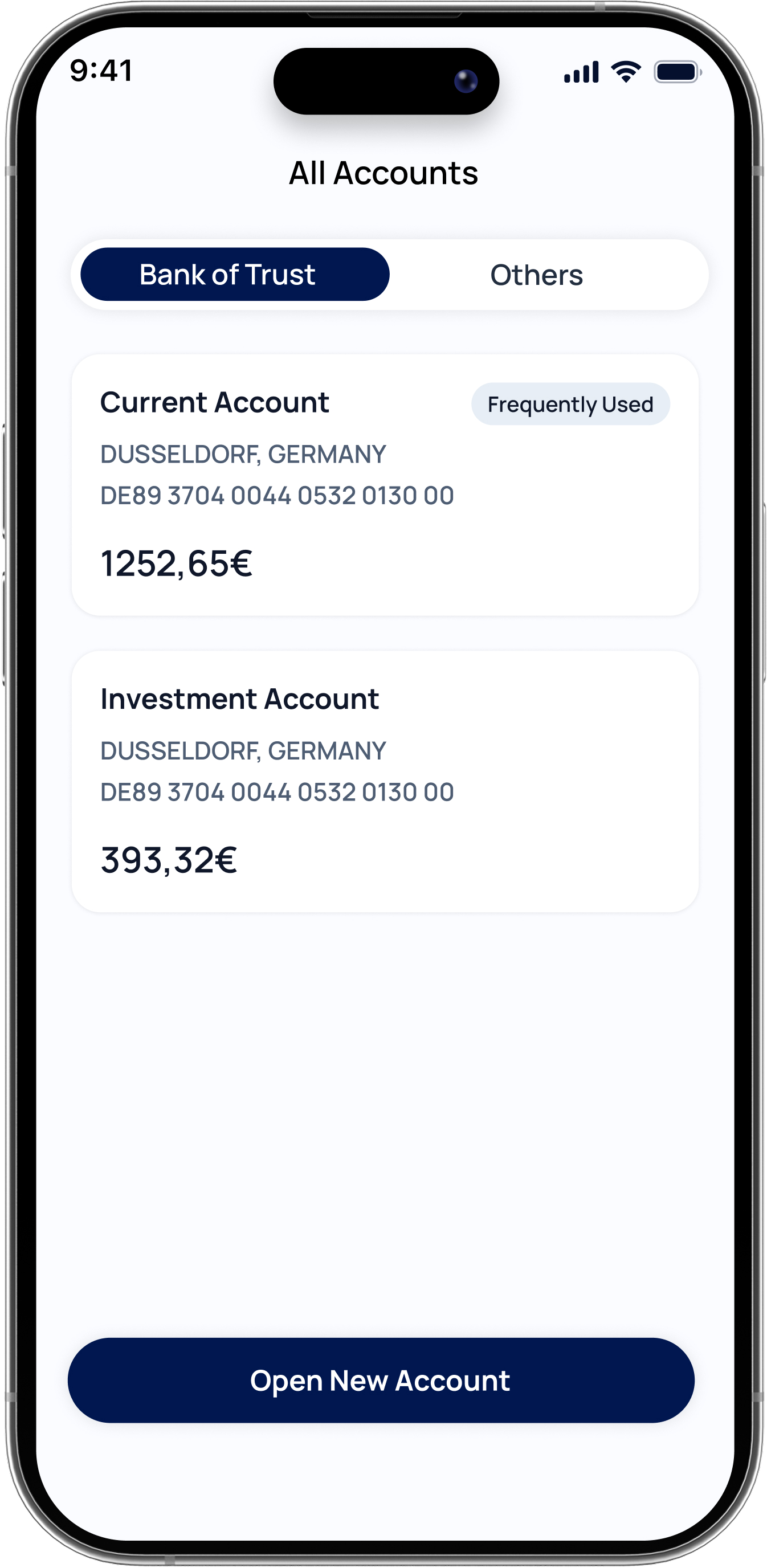 Bank of Trust all accounts screen