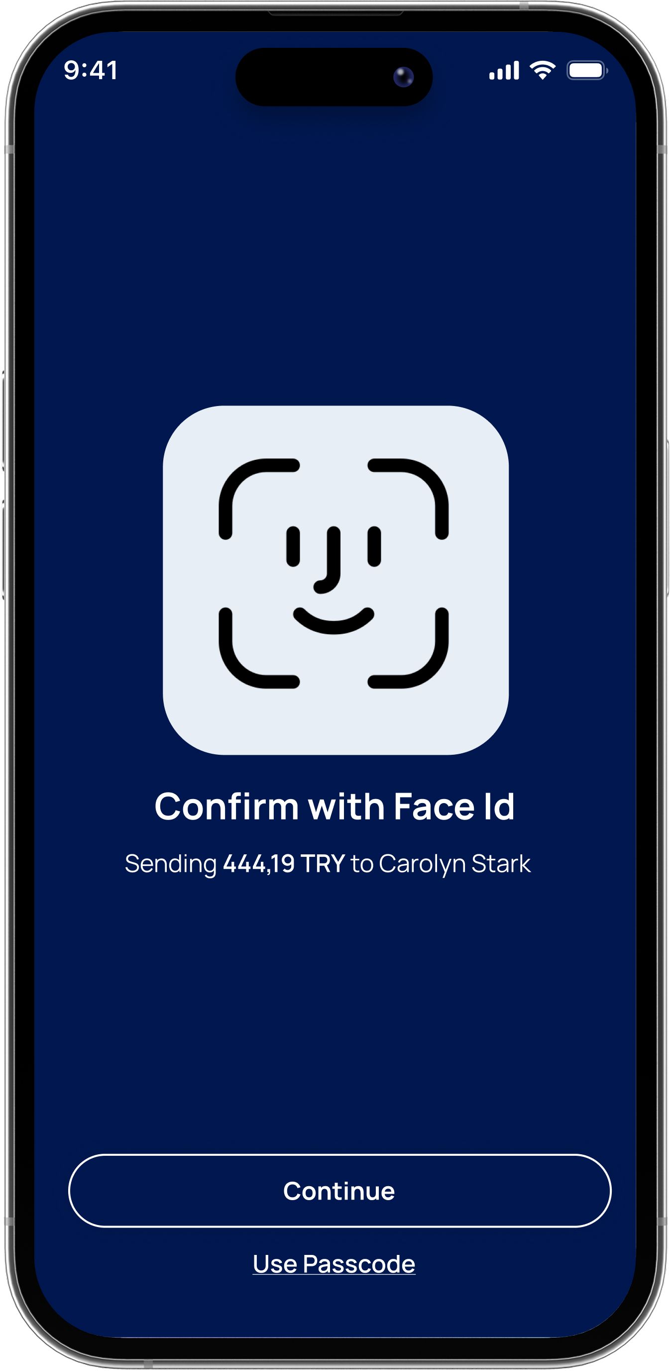 Face ID authentication for transfer