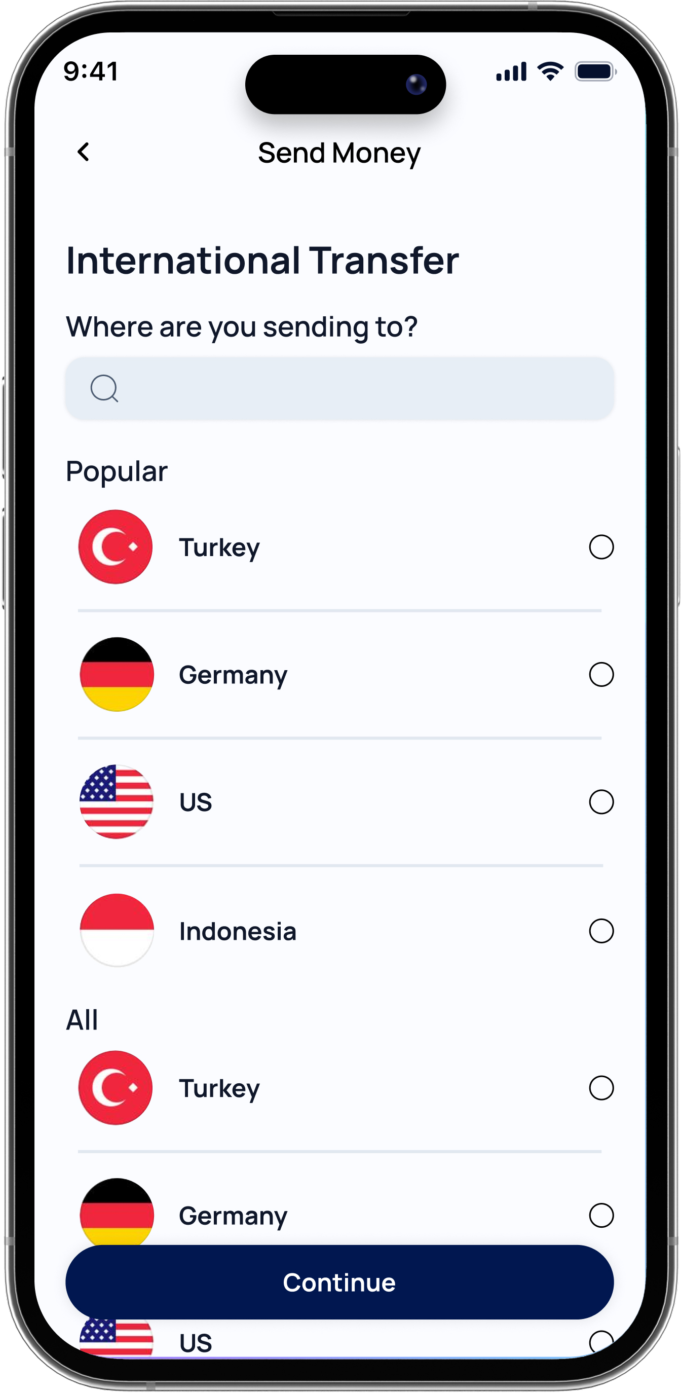 Transfer destination selection