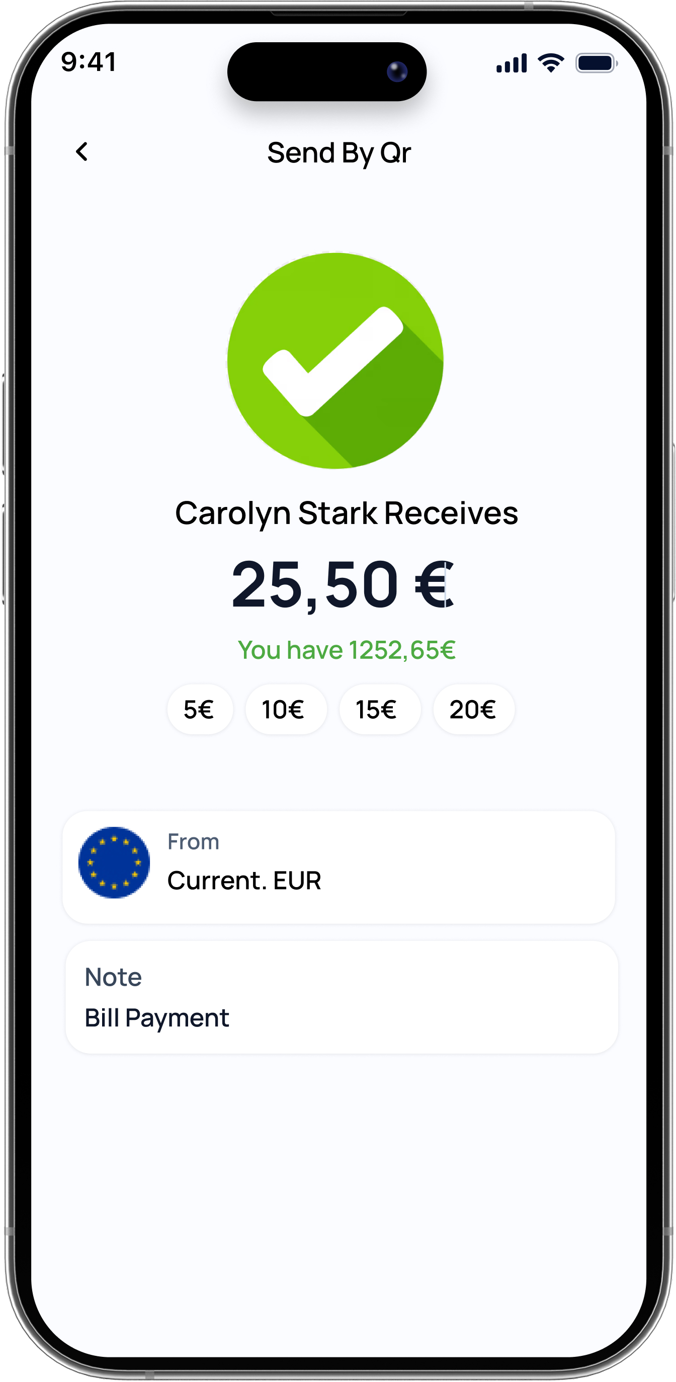 QR payment confirmation screen