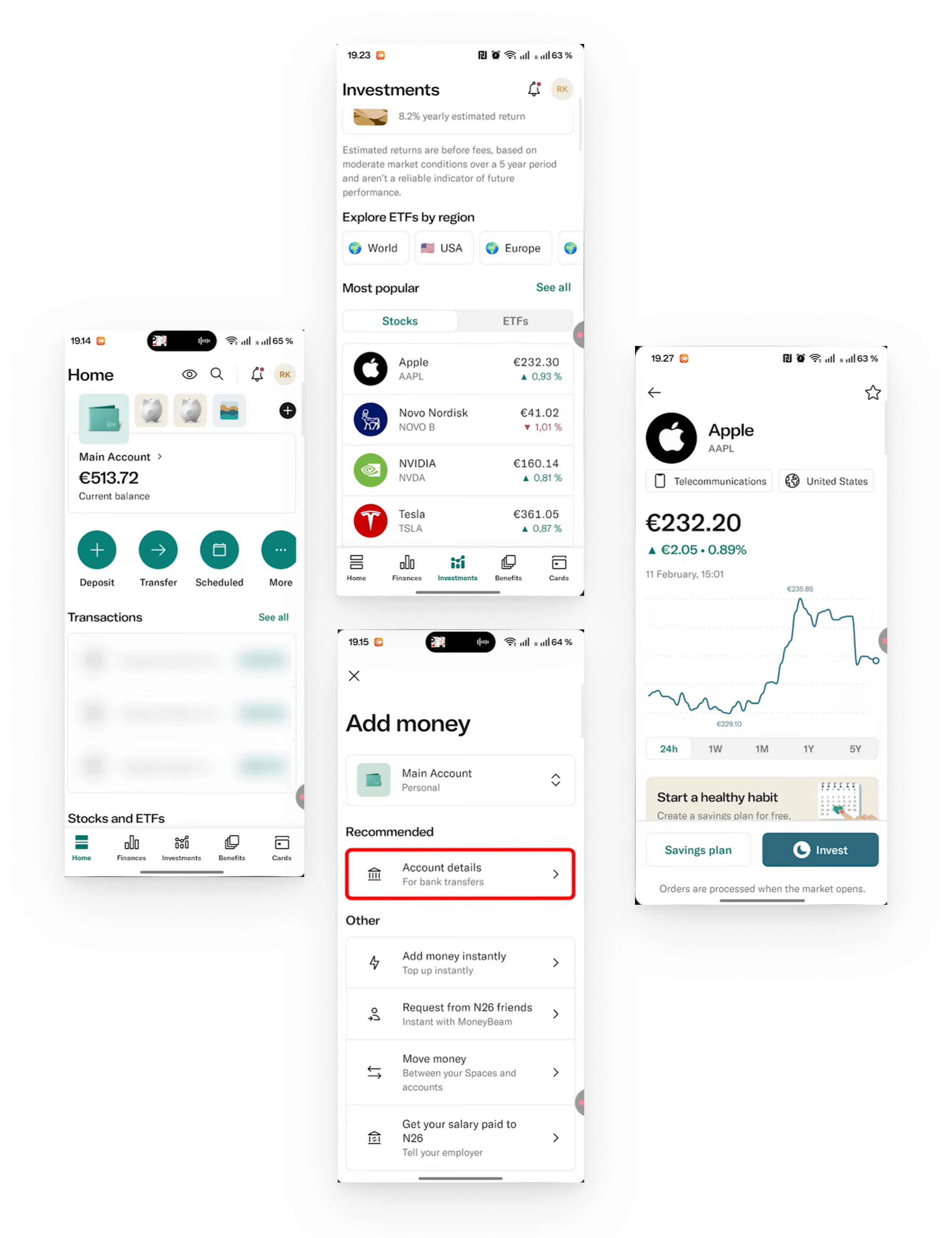 N26 benchmark screens