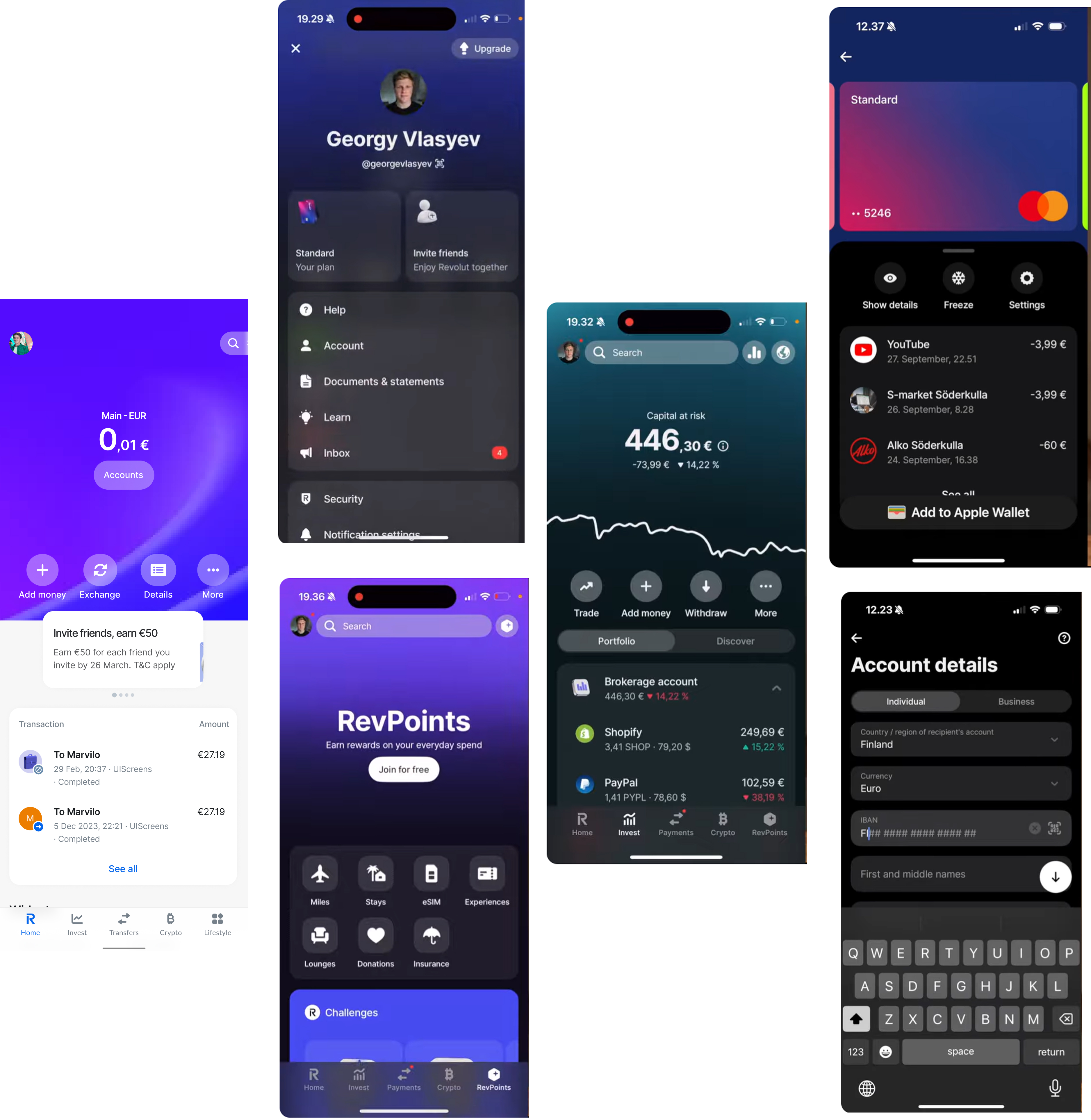 Revolut benchmark screens