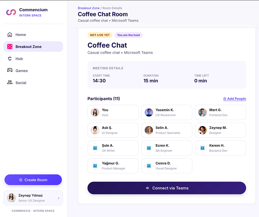 Commencium desktop Coffee Chat room