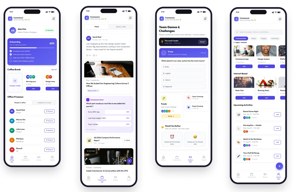 First set of mobile application screen trials