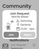 Community join request wireframe