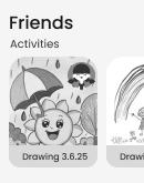 Friends Activities wireframe