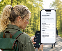 Traveler reviews emergency settings on her phone