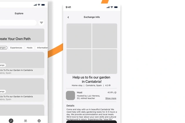 Explore and exchange application screens